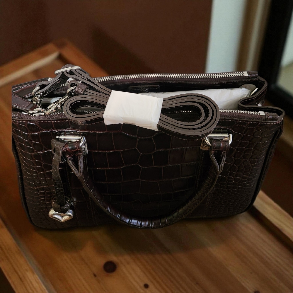 Brighton Dark Brown Croc-Embossed Satchel - Picture 6 of 10